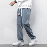 Men’s Summer Loose Wide Leg Jeans – Casual Straight Trousers with Drawstring | Lovana UK